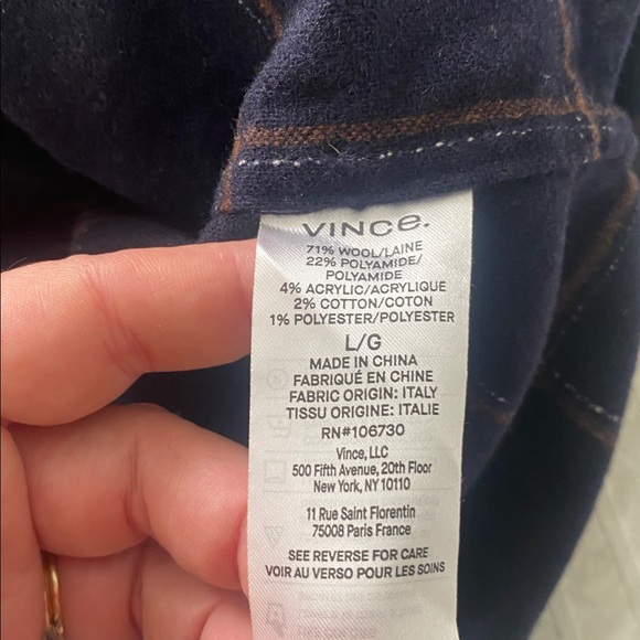 NWOT Vince Wool Blend Crosshatch Windowpane Fit Button Down Shirt Jacket size L - Picture 5 of 8